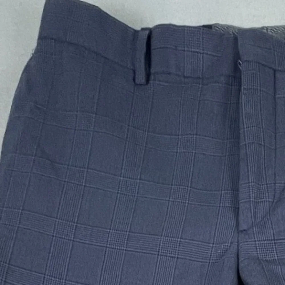 Banana Republic Dress Pants Mens 32x32 Tailored Slim Navy Blue Plaid Glen Check